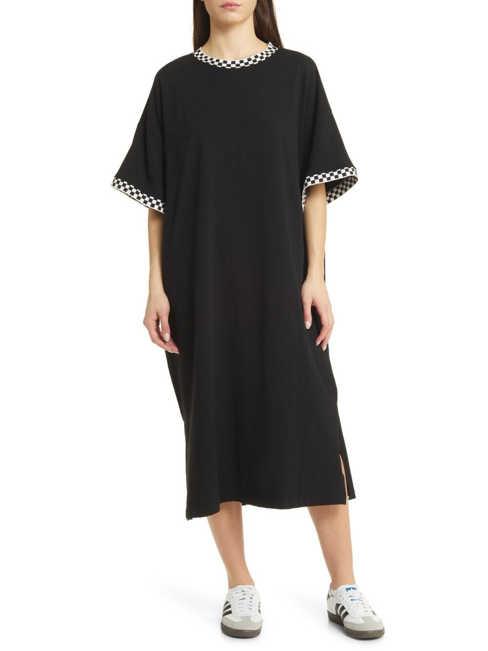 Dressed in Lala Frankie Stretch Black Cotton Oversize Tee Dress Large